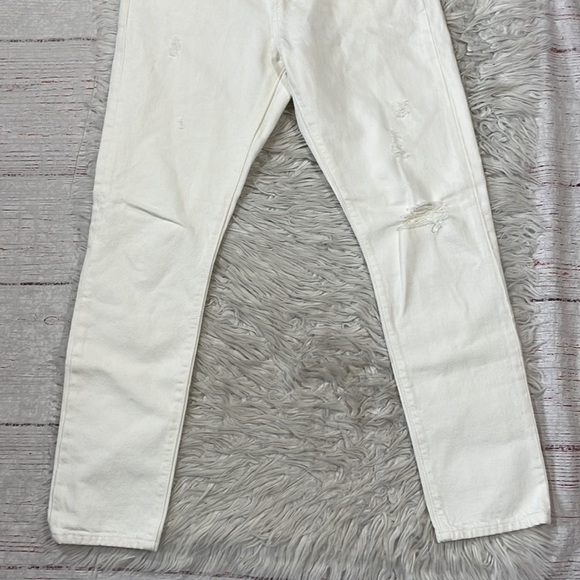 Levi’s 501 Skinny Don't Mind If I Do White Distress Button Fly High Rise Jeans - Picture 10 of 14